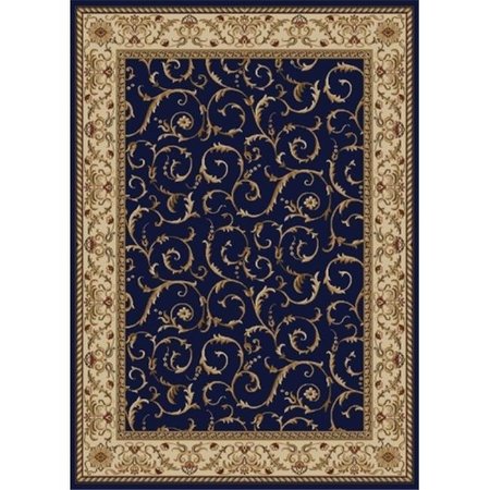 RADICI USA INC Radici 1599-1555-NAVY Como Rectangular Navy Blue Transitional Italy Area Rug; 5 ft. 3 in. W x 5 ft. 3 in. H 1599/1555/NAVY